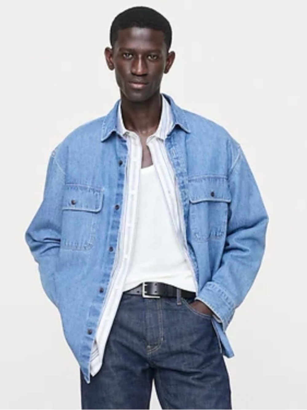 NWT Banana Republic Two Pocket Denim Relaxed Fit Button Down Overshirt Large